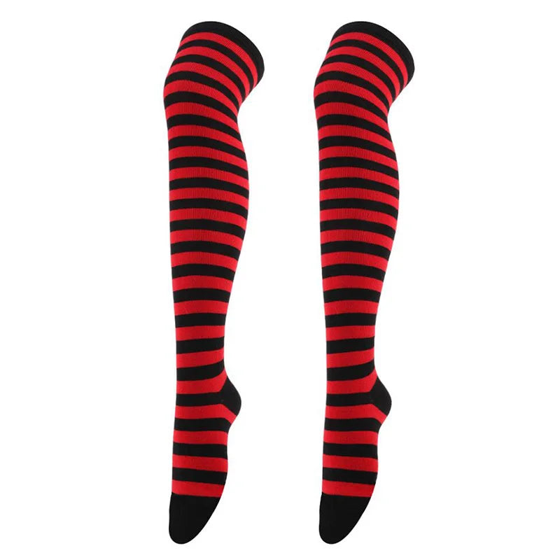 Over Knee Thigh High Socks – Japanese Striped Cotton, 11 Colors Thigh High Socks Qme W-6 one size