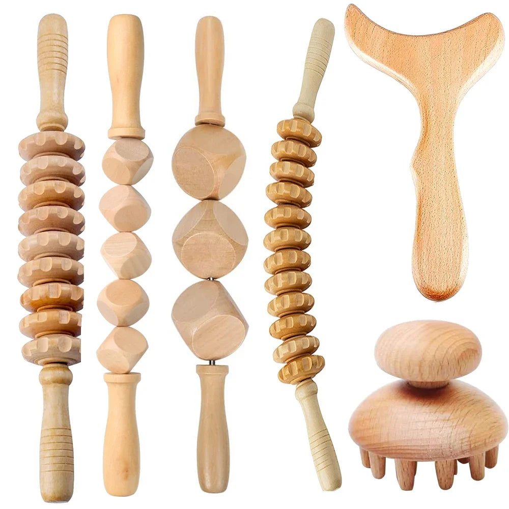 Wooden Therapy Massage Set – Gua Sha & Maderoterapia Tools Wooden Massage Set Qst 6PCS-1