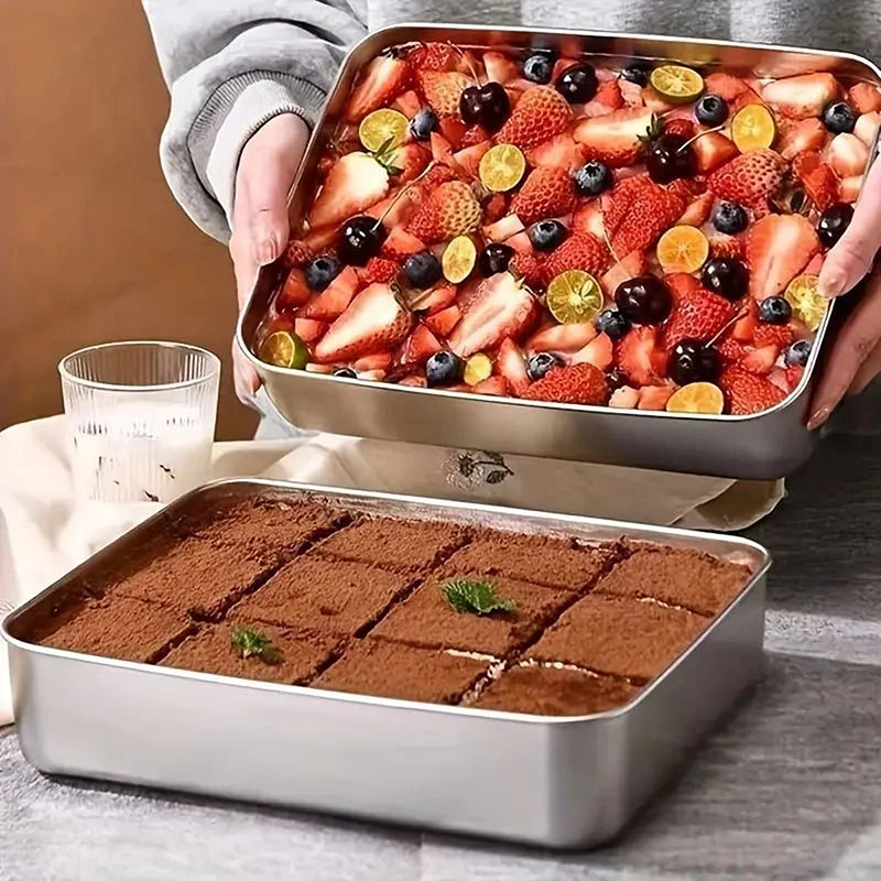 Stainless Steel Tiramisu Mold & Cake Tray with Lid – 2 Sizes Cake Baking Mold Qst