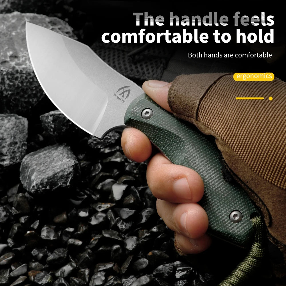 HUANGFU Full Tang Fixed Blade Outdoor Knife with Sheath Fixed Blade Knife Qst