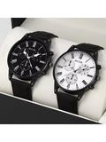 Men's Business Quartz Watch Black & White Belt Strap | Qme Quartz Wristwatch Qme black and white