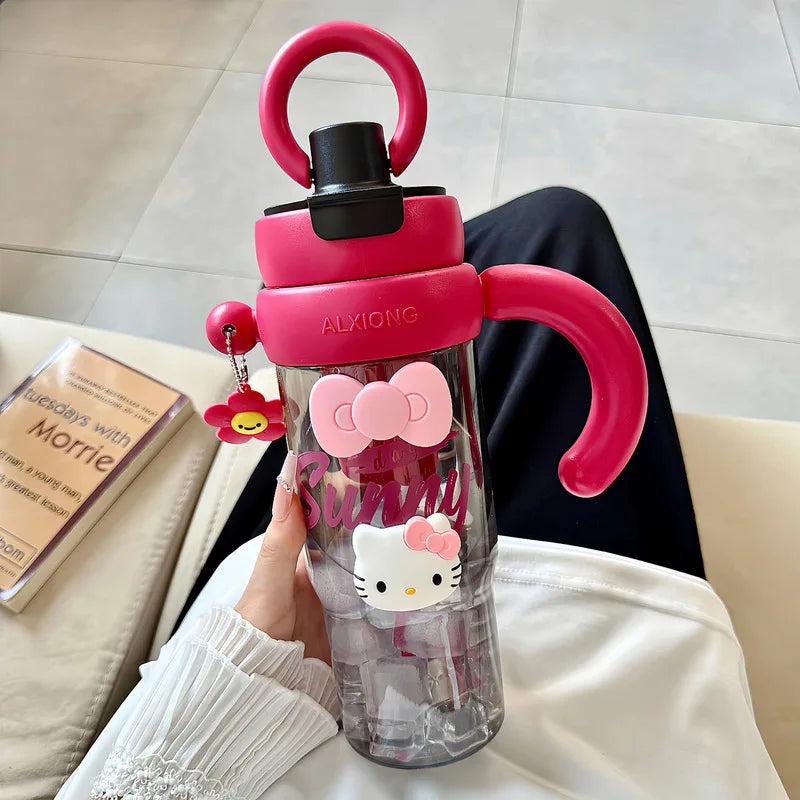 Hello Kitty Extra-Large Plastic Cup with Straw – 4 Colors Novelty Drinkware Cup Qme