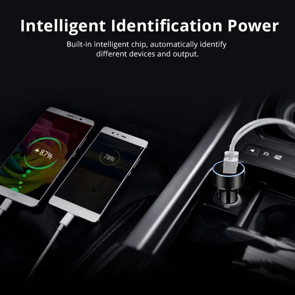 Dual USB Car Charger 3.1A with LED Voltmeter Display Car USB Charger Qme