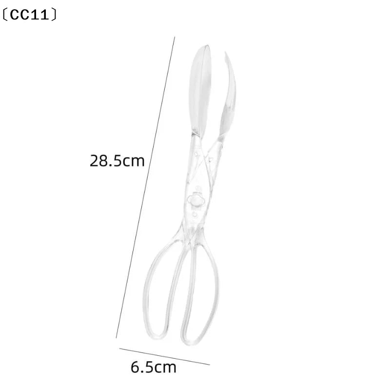 Transparent Plastic Salad Scissors Tongs – Food-Safe Salad Serving Tongs Qme