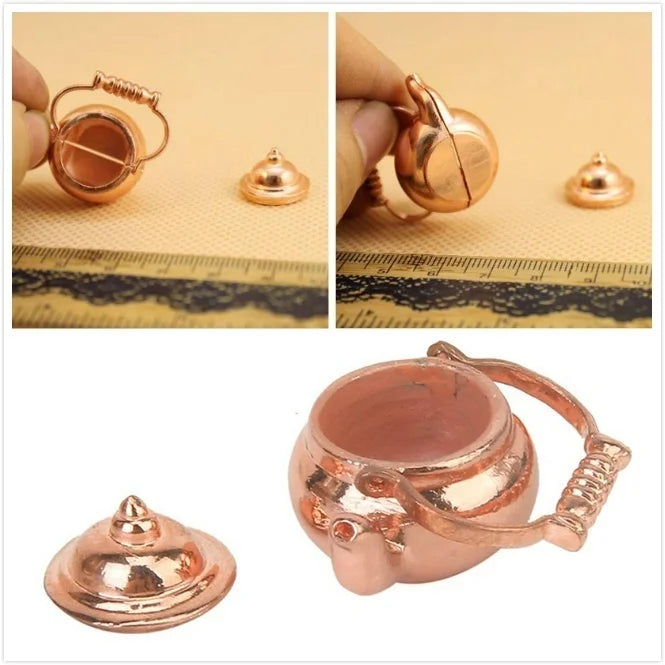 Retro Miniature Kettle 1:12 Scale Dollhouse Decor Accessory Dollhouse Miniature Qme