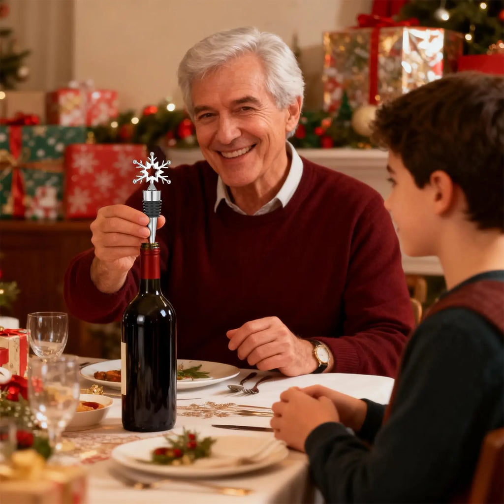 Zinc Alloy Snowflake Wine Stopper – Airtight Christmas Gift Wine Stopper Qme
