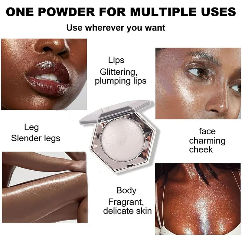 Glitter Highlighter Makeup Palette – Face, Body & Cheek Shimmer Highlighter Palette Qme