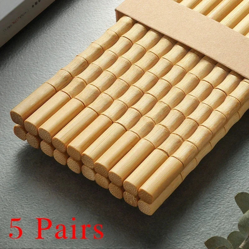Bamboo Chopsticks Set – Unpainted, Wax-Free | 5 or 10 Pairs Bamboo Chopstick Set Qme 02-5 pairs