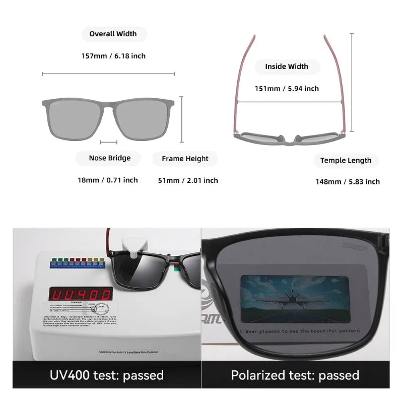 Large Square Polarized Sunglasses – Fishing, Outdoor & Driving Polarized Sunglasses Qme