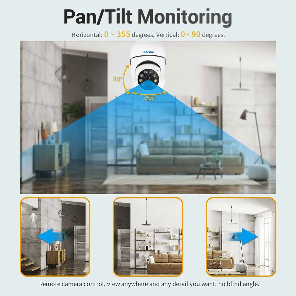 ESCAM PT208 1080P Wireless WiFi Security Camera | Auto Tracking Wireless Security Camera Qme