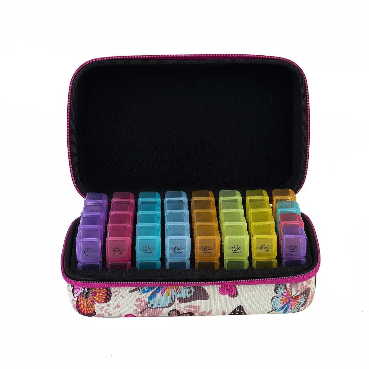 Weekly Pill Organizer 7-Day Large Travel Pill Case 32 Compartments Pill Organizer Qst Pink