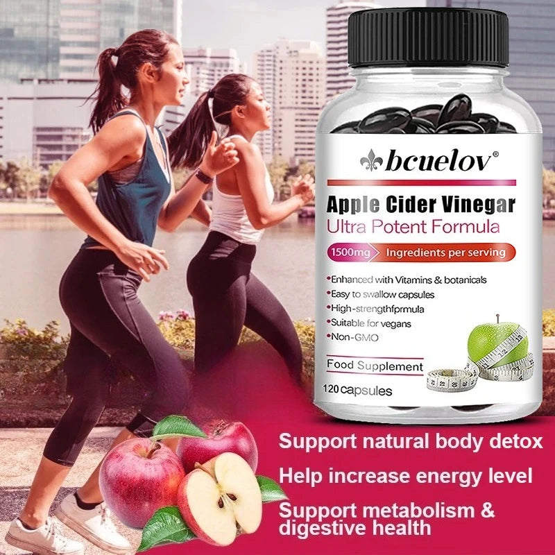 Apple Cider Vinegar 1500mg Capsules – Metabolism & Digestive Support Dietary Supplement Qst