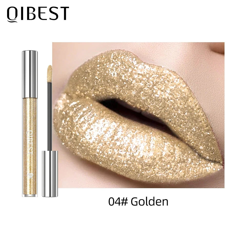 Diamond Glitter Liquid Lipstick – Waterproof Pearl Shimmer Lip Gloss Liquid Lipstick Qme 04