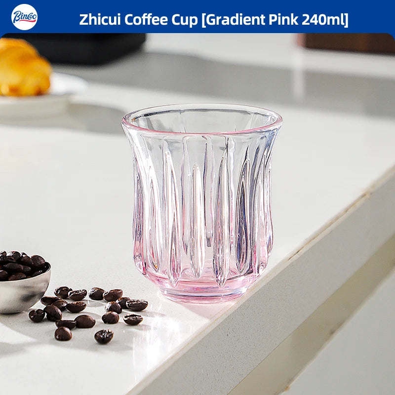 Bincoo Retro Glass Coffee Cup – Espresso Latte 90–400ml Glass Coffee Cup Qst Gradient Pink 240ml