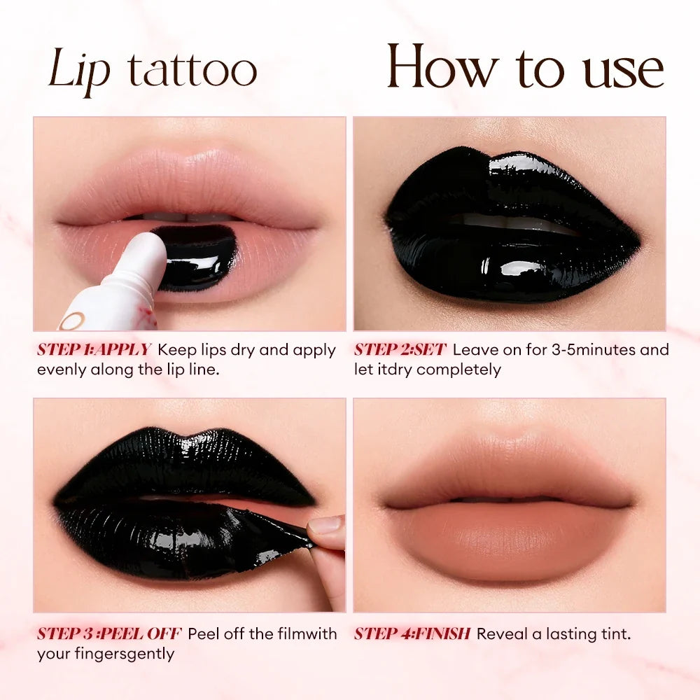 O TWO Peel-Off Lip Stain Tattoo | 48H Color-Lock, 4 Shades Peel-Off Lip Stain Qme