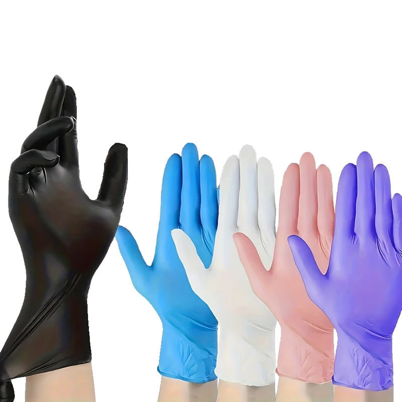 Disposable Nitrile Waterproof Kitchen Gloves – 100pcs, 5 Colors Disposable Protective Gloves Qme