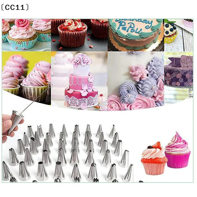 40-Pc Reusable Piping Bags & Stainless Steel Nozzle Tips Set Cake Decorating Set Qme