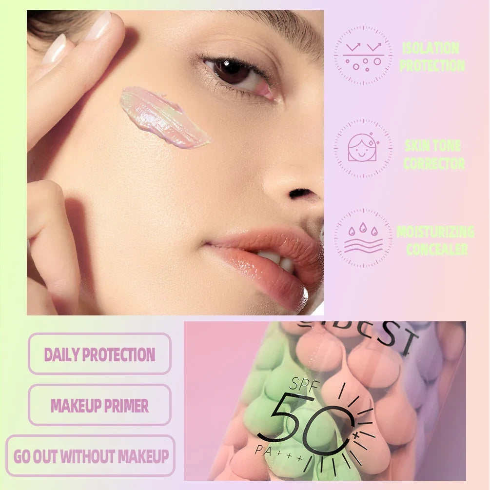 QIBEST Tri-Color Face Primer – Brighten, Contour & Correct Face Primer Cream Qme