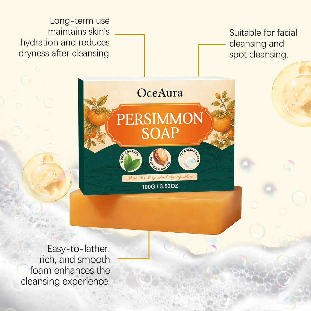 OceAura Persimmon Shea Butter Brightening Soap Bar – All Skin Skin Care Soap Bar Qst