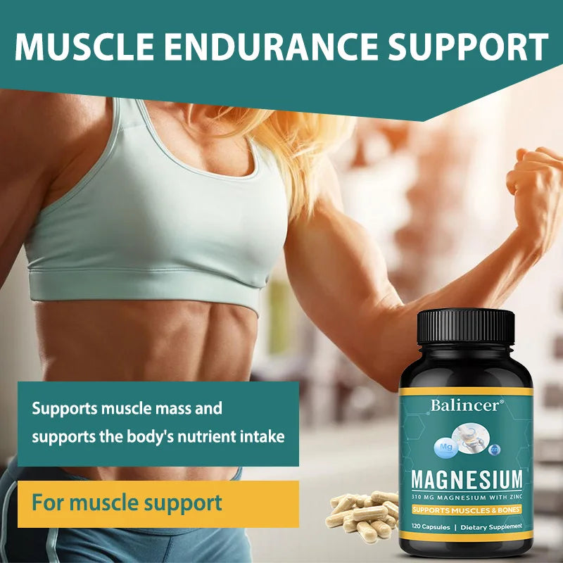 Magnesium Glycinate + Zinc Supplement – 120 Capsules Non-GMO Mineral Supplement Qst