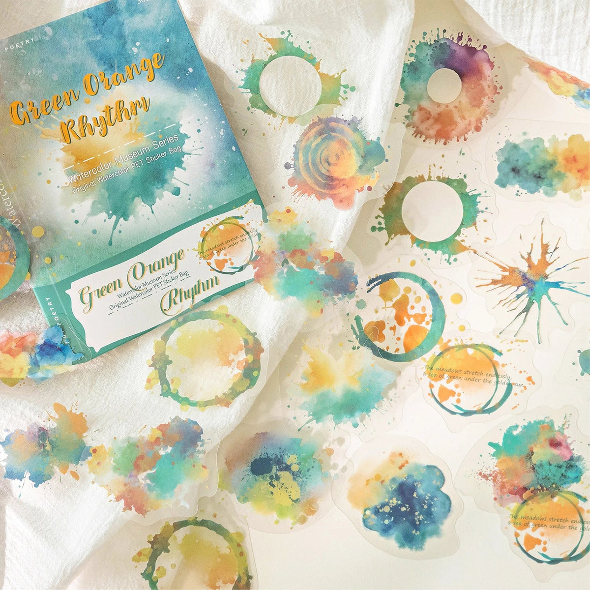 Watercolor Trace Pattern PET Stickers | DIY Journal & Craft Decorative Craft Stickers Qme E5