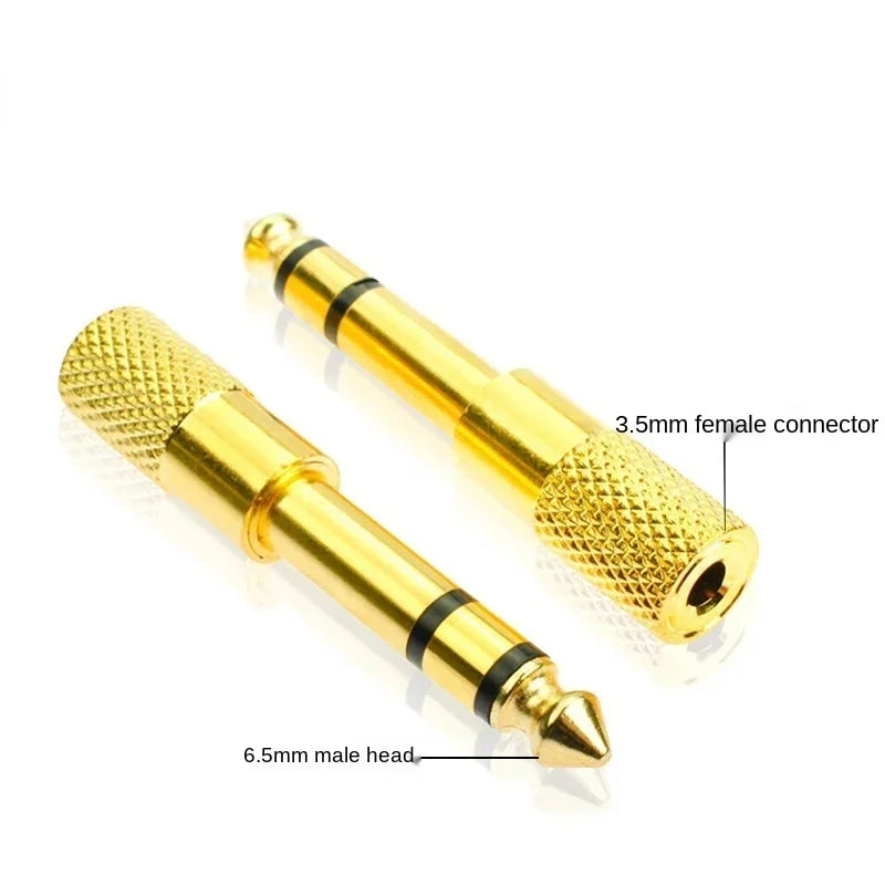 6.5mm to 3.5mm Gold-Plated Stereo Audio Adapter – 5-Pack Audio Adapter Qme