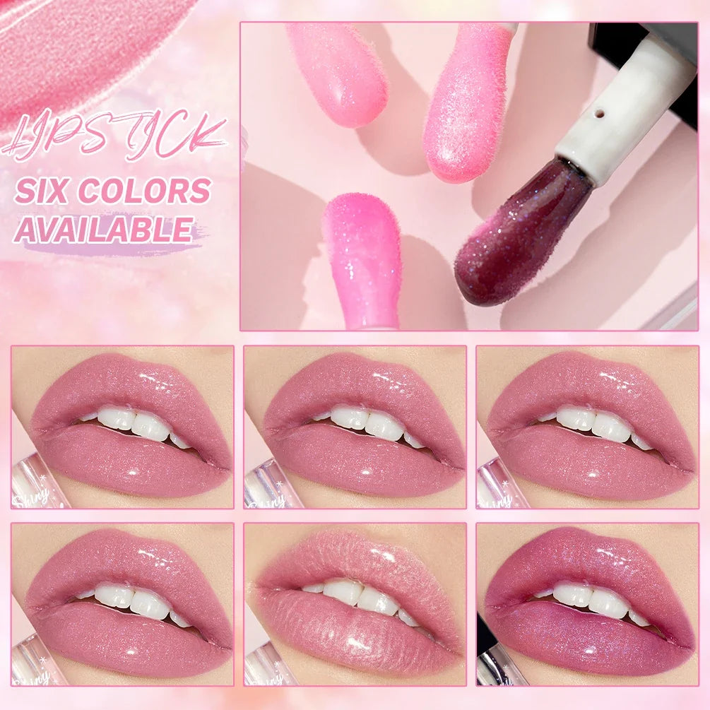 QIBEST Shimmer Lip Oil Gloss Set – Color-Change Lip Plumper Shimmer Lip Oil Gloss Qme