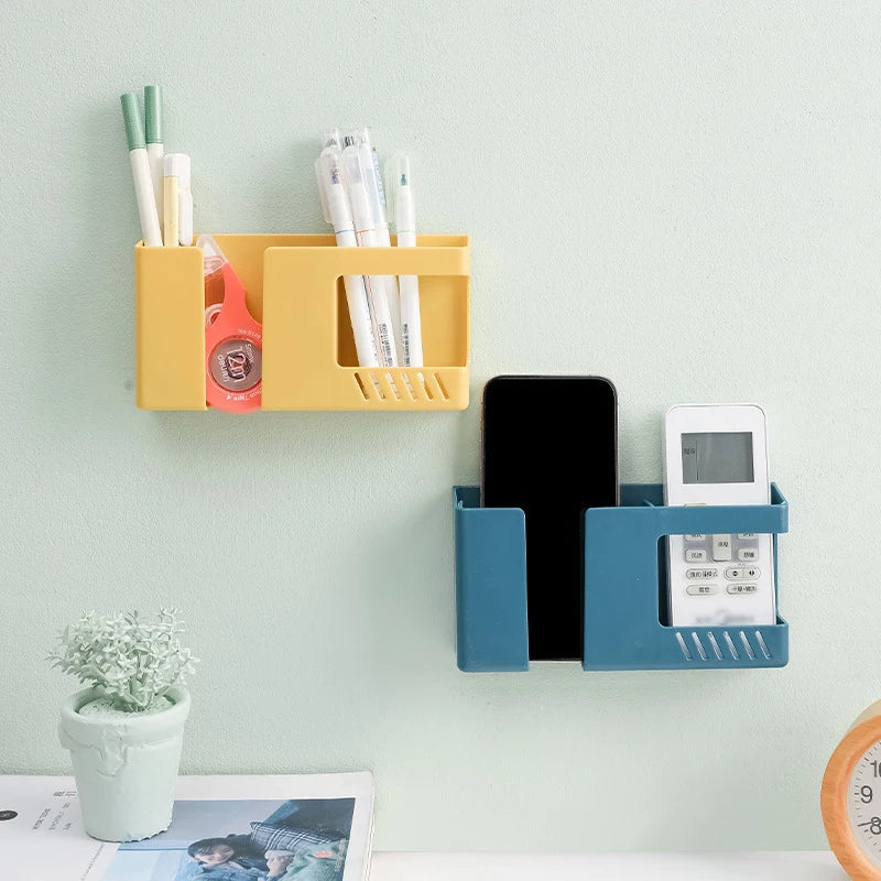 Wall-Mounted No-Drill Remote Control & Phone Storage Rack Wall Storage Rack Qme