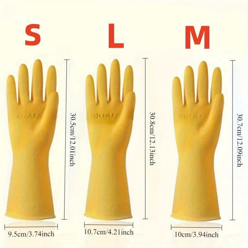 2 Pairs Yellow Rubber Dishwashing Gloves – Reusable & Durable Dishwashing Gloves Qme