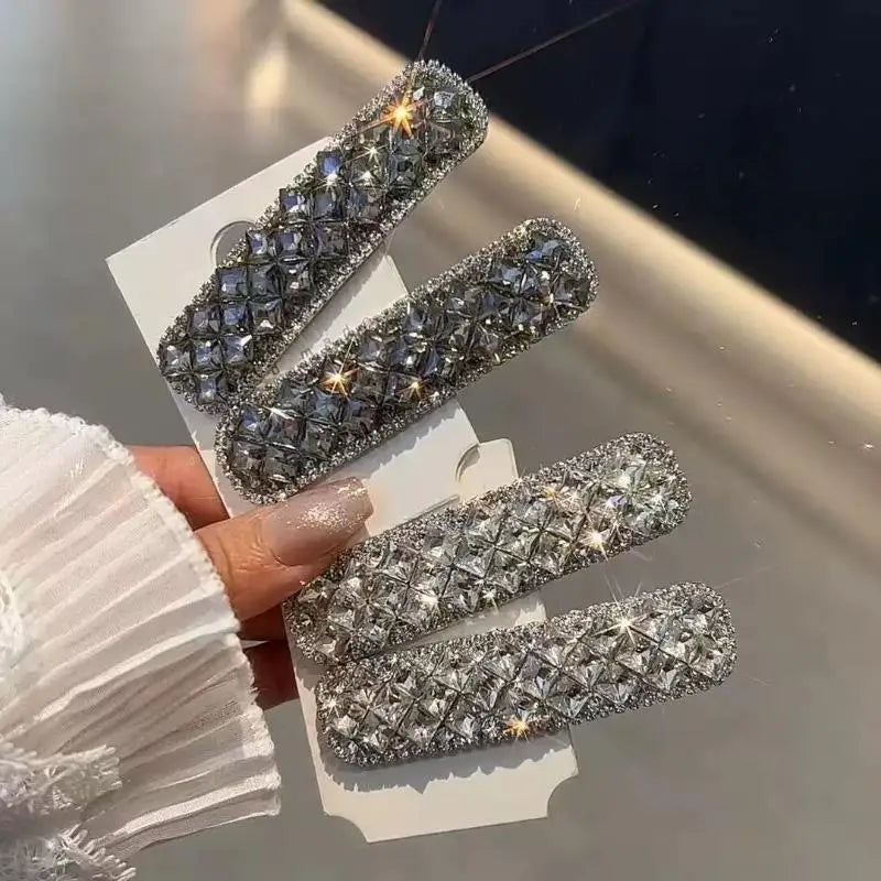 Crystal Zircon Hairpin Set – Rhinestone Side Clip & Bangs Clip Crystal Hair Clip Qst
