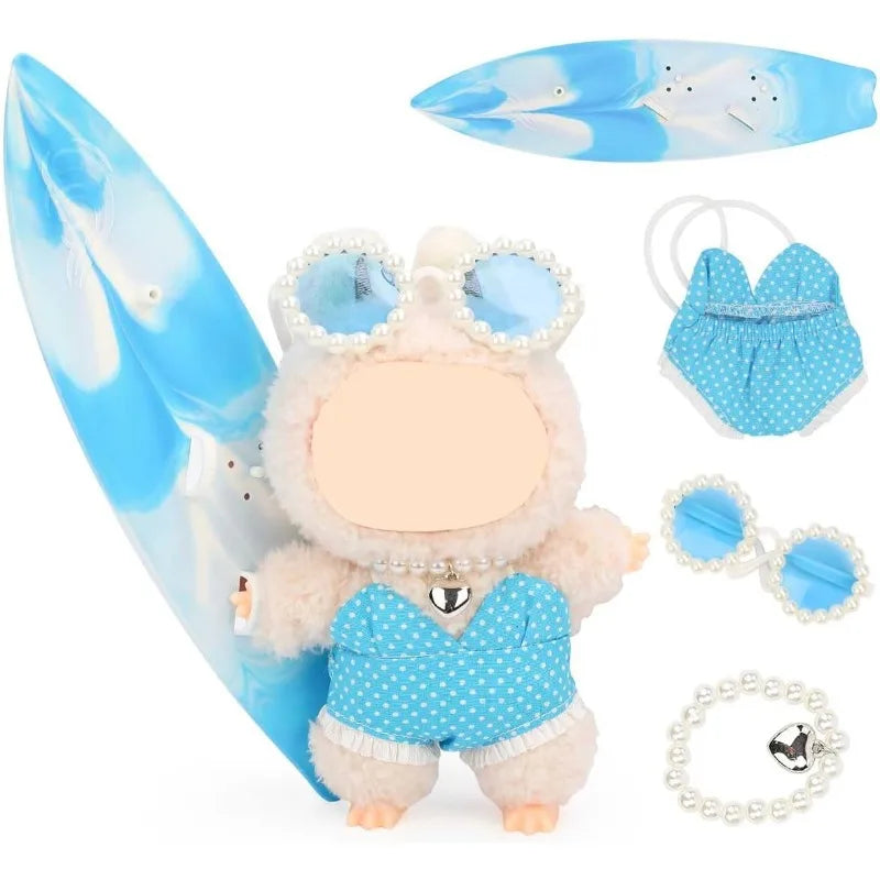 Labubu 4-Piece Summer Beach Doll Costume Set | No Doll Doll Costume Set Qme
