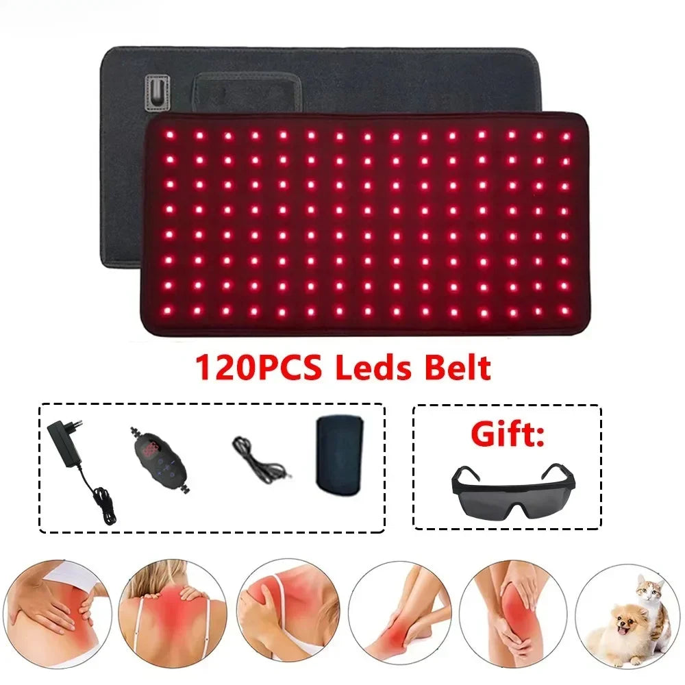 Red Light Therapy Belt 660nm 850nm – 120 LED Infrared Wrap Red Light Therapy Belt Qst