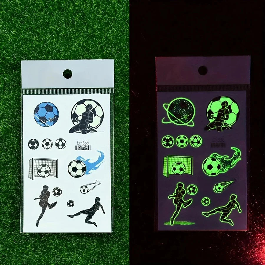 Glow-in-the-Dark Football Temporary Tattoo Stickers – 10 Sheets Temporary Tattoo Stickers Qme