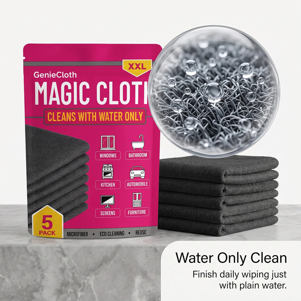 5-Pack Microfiber Magic Cleaning Cloths – Streak-Free Towels Cleaning Cloths Qst