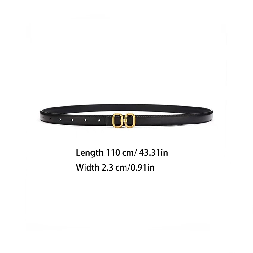 Women's Metal Double Ring PU Belt – Casual Versatile Fashion Fashion Belt Qst