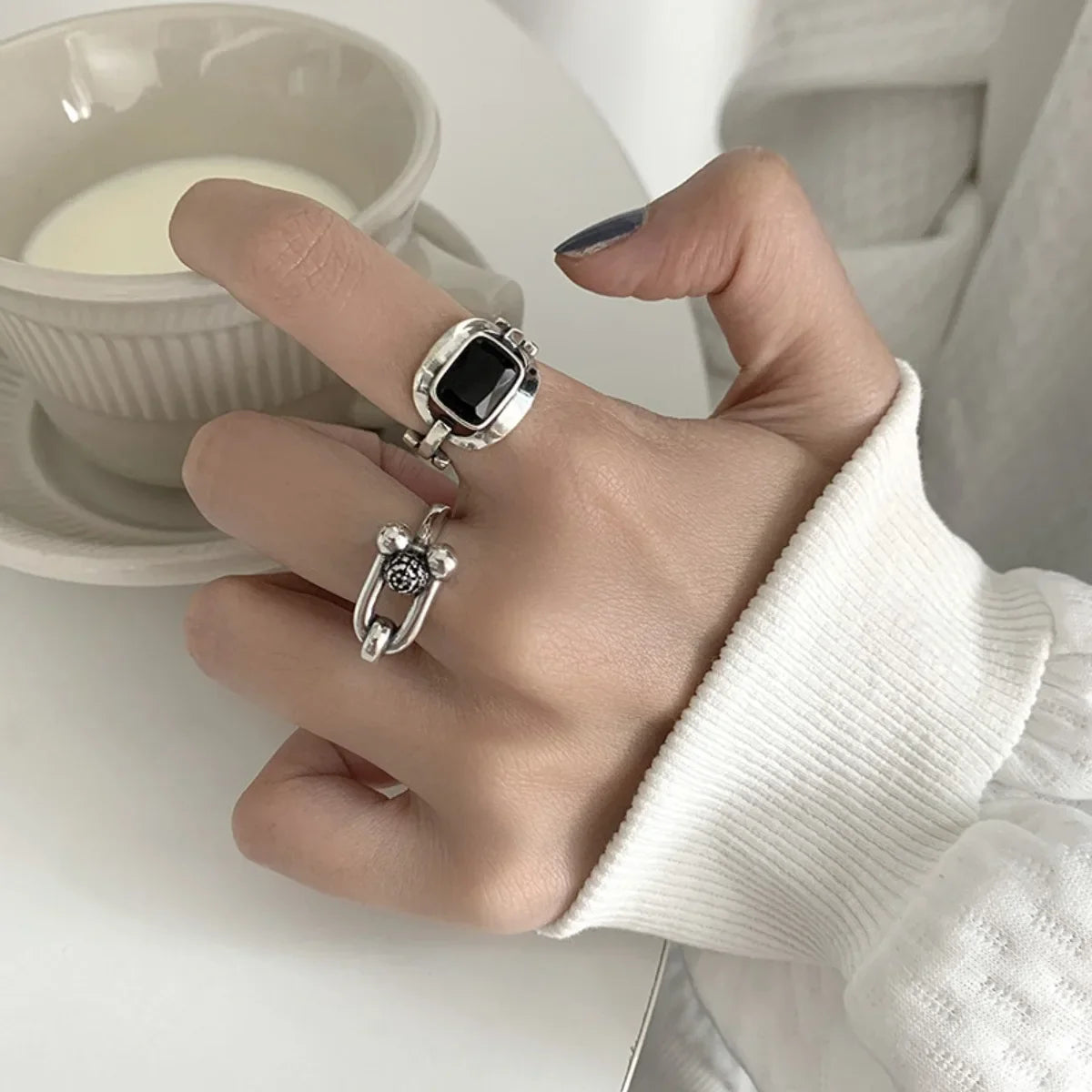 Retro Multicolor Hip Hop Rings for Women & Couples Fashion Ring Qme