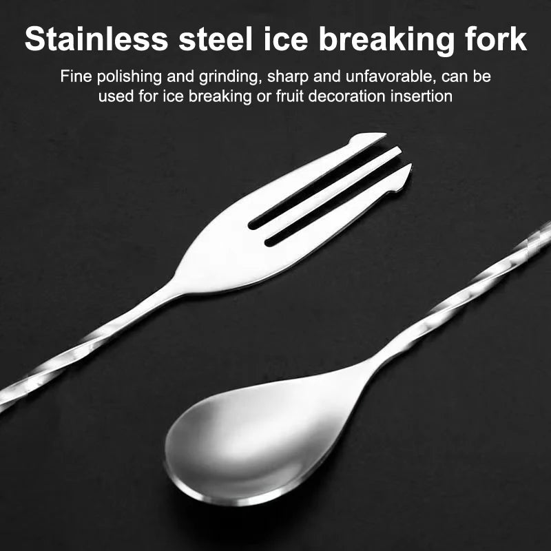 Stainless Steel Cocktail Muddler & Mixing Spoon Bar Set Cocktail Bar Tool Qst