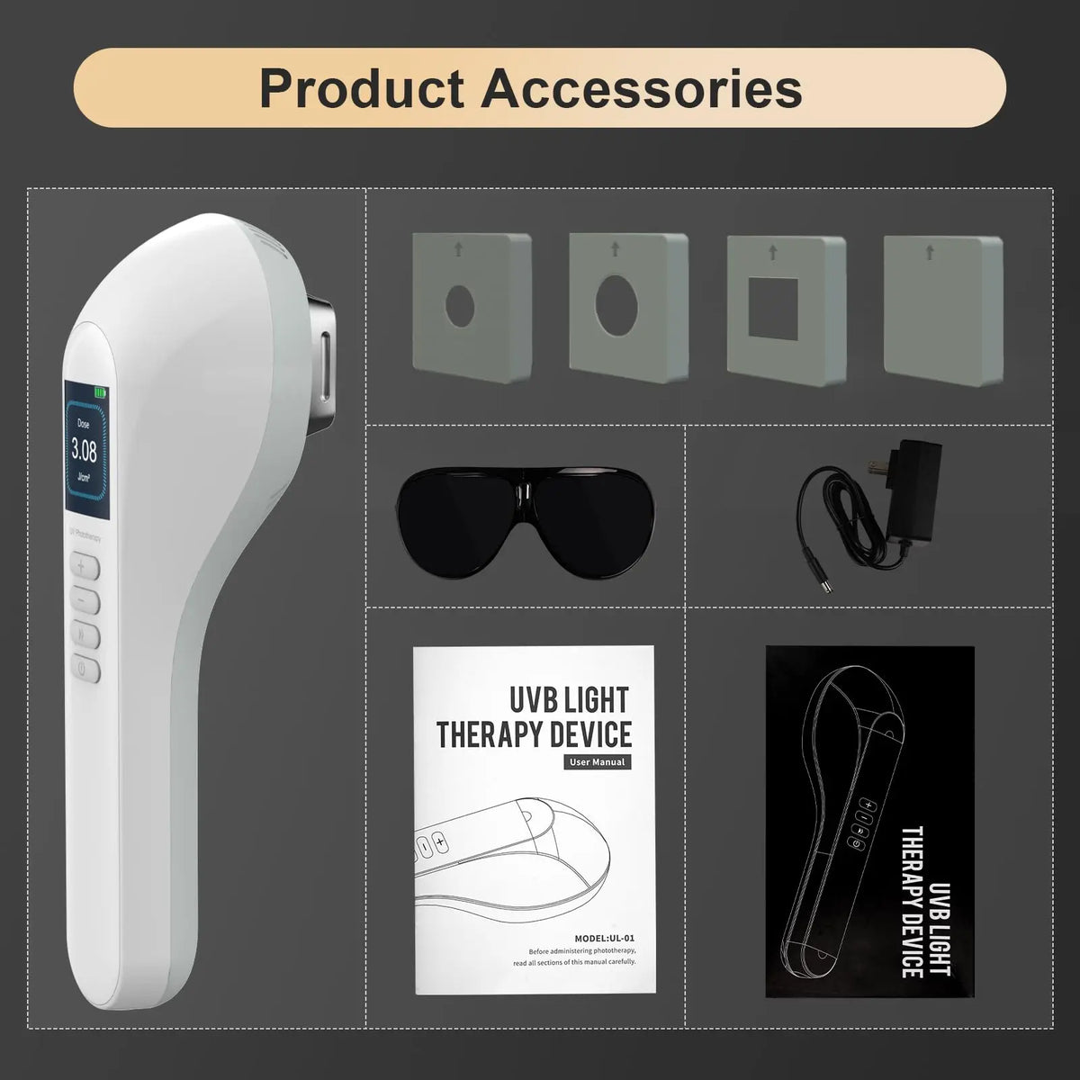308nm UVB LED Phototherapy Lamp Home Use – LCD Timer UVB Phototherapy Lamp Qst 1 set EU plug