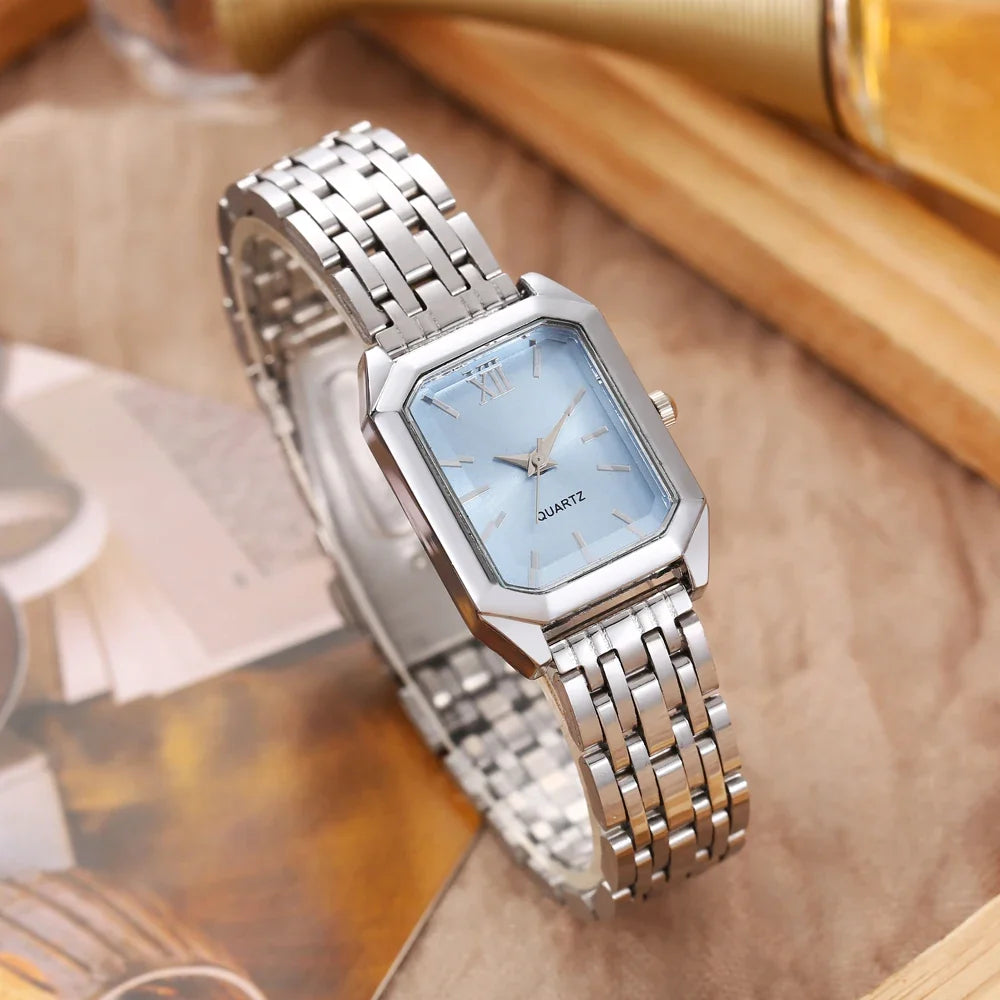 Trendy Square Women's Watch – Gold Steel Belt | 7 Colors Women's Fashion Watch Qme 3