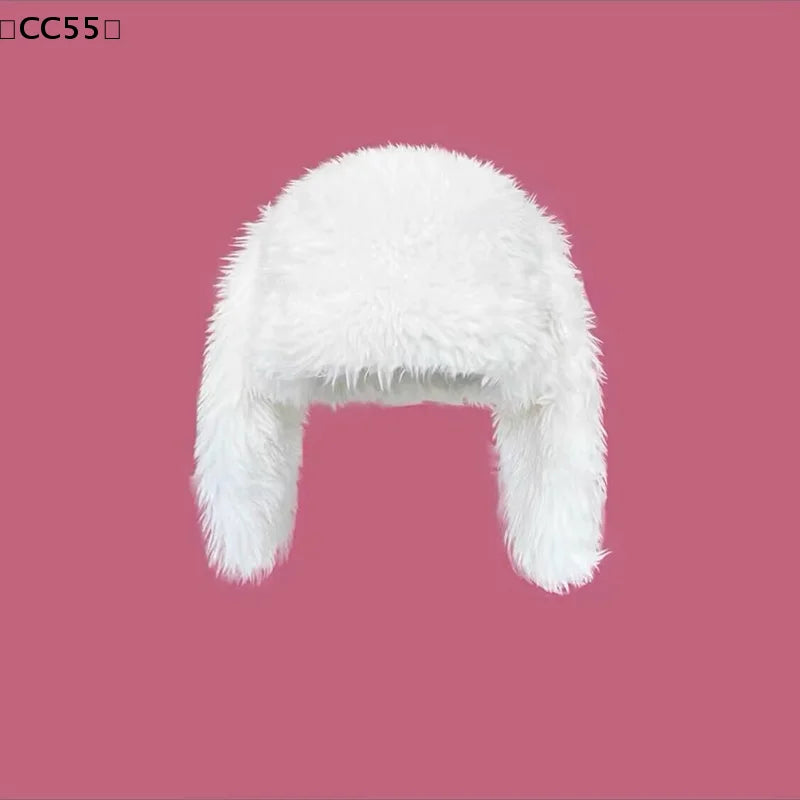 Cute Bunny Ears Plush Hat – Soft Faux Fur Winter Hat Winter Plush Hat Qst