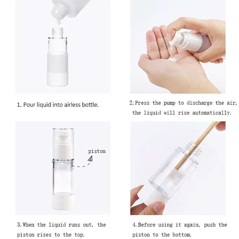 Clear Airless Pump Bottles Refillable Vacuum Travel Set Travel Pump Bottles Qme