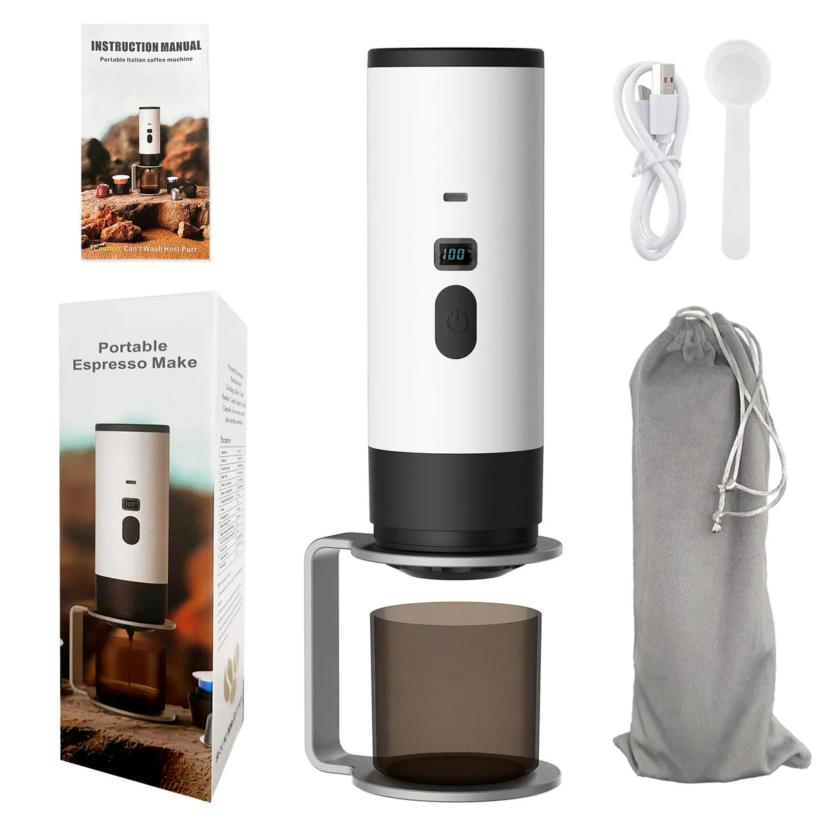 HAOYUNMA Portable Capsule Espresso Maker – Home Office Travel Capsule Espresso Machine Qst White