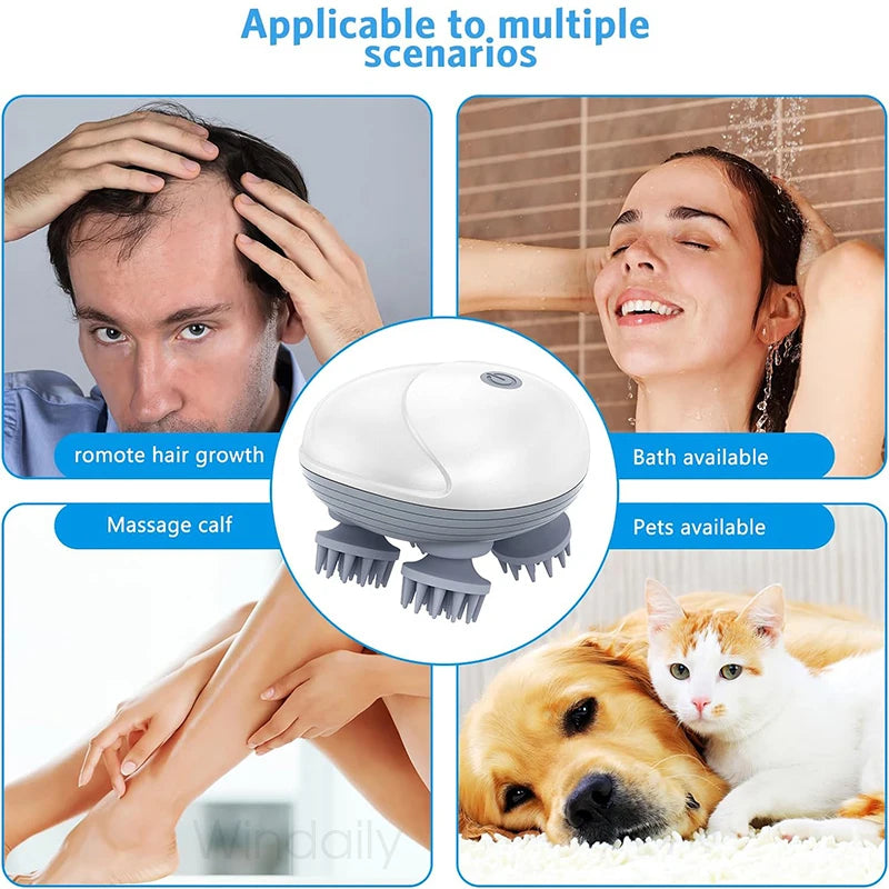 Electric Scalp Head Massager – 5 Modes, IPX6, USB Rechargeable Electric Head Massager Qst