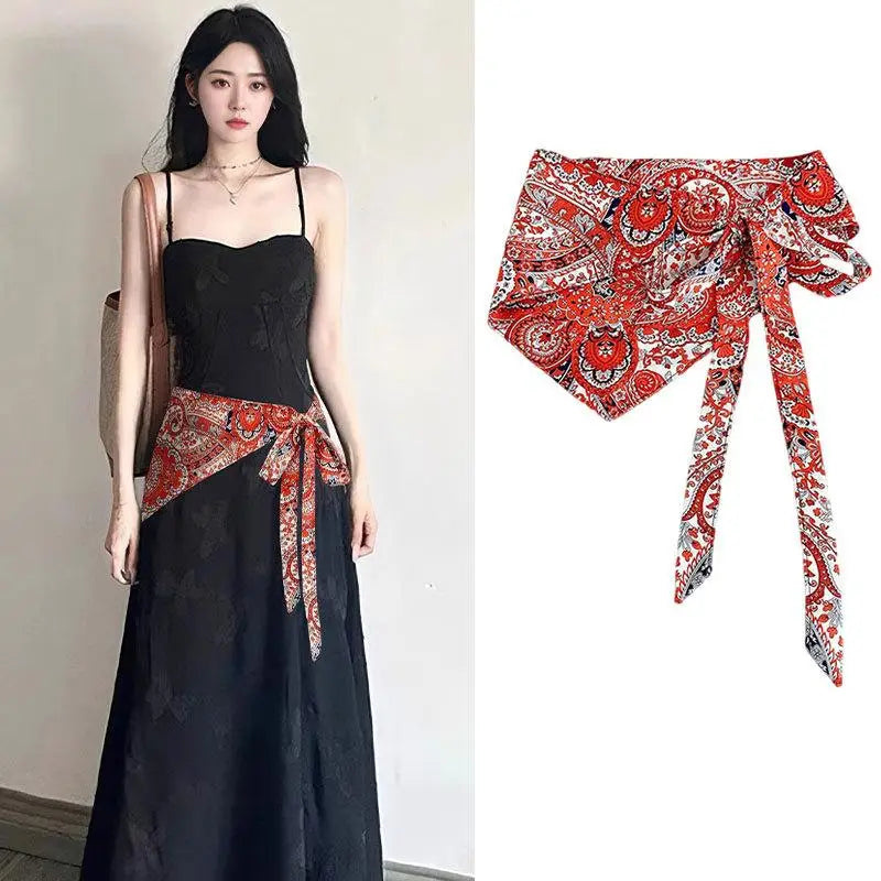 Vintage Ethnic Cashew Flower Scarf Waist Belt for Women Women's Waist Belt Qst A1