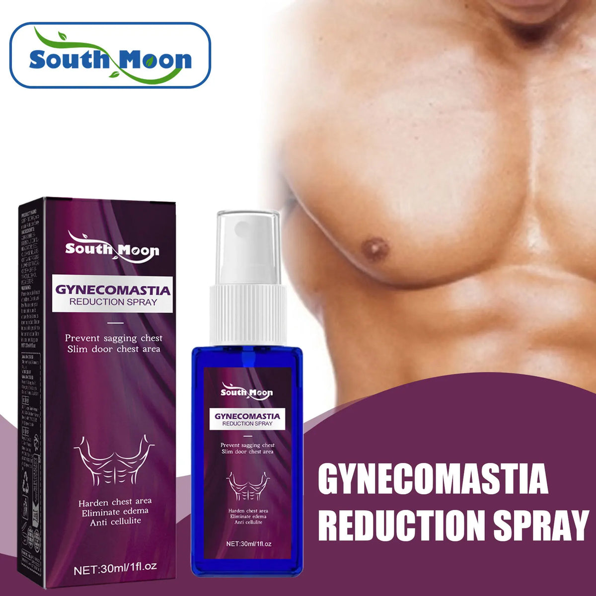 South Moon Men's Chest Sculpting Massage Spray 30ml Body Sculpting Spray Qst
