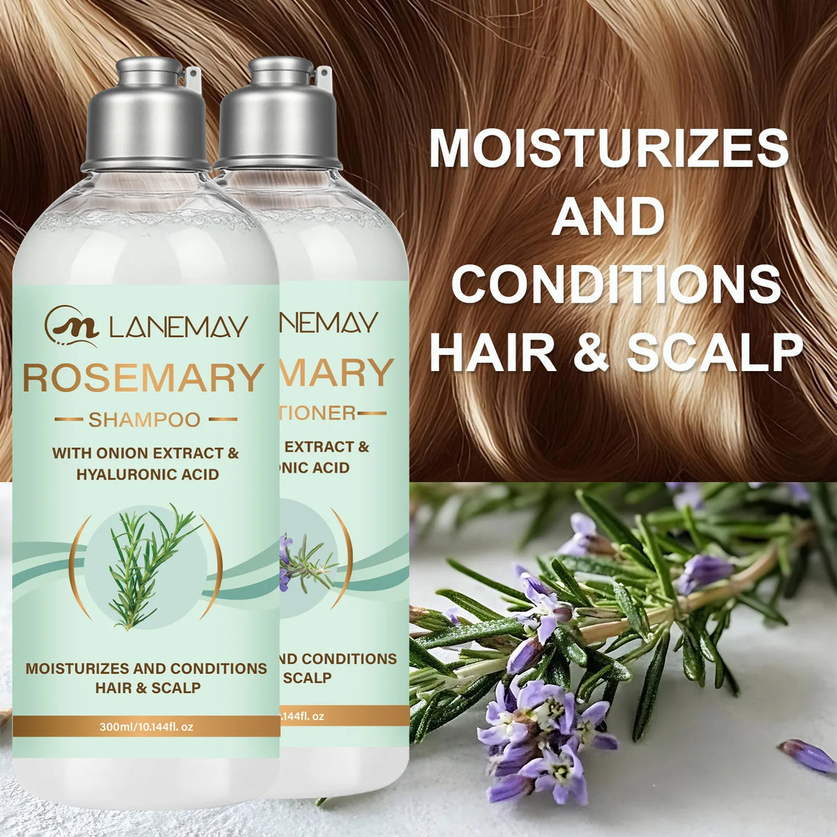 Rosemary Shampoo & Conditioner Set – Onion Extract & Hyaluronic Acid Shampoo & Conditioner Set Qst