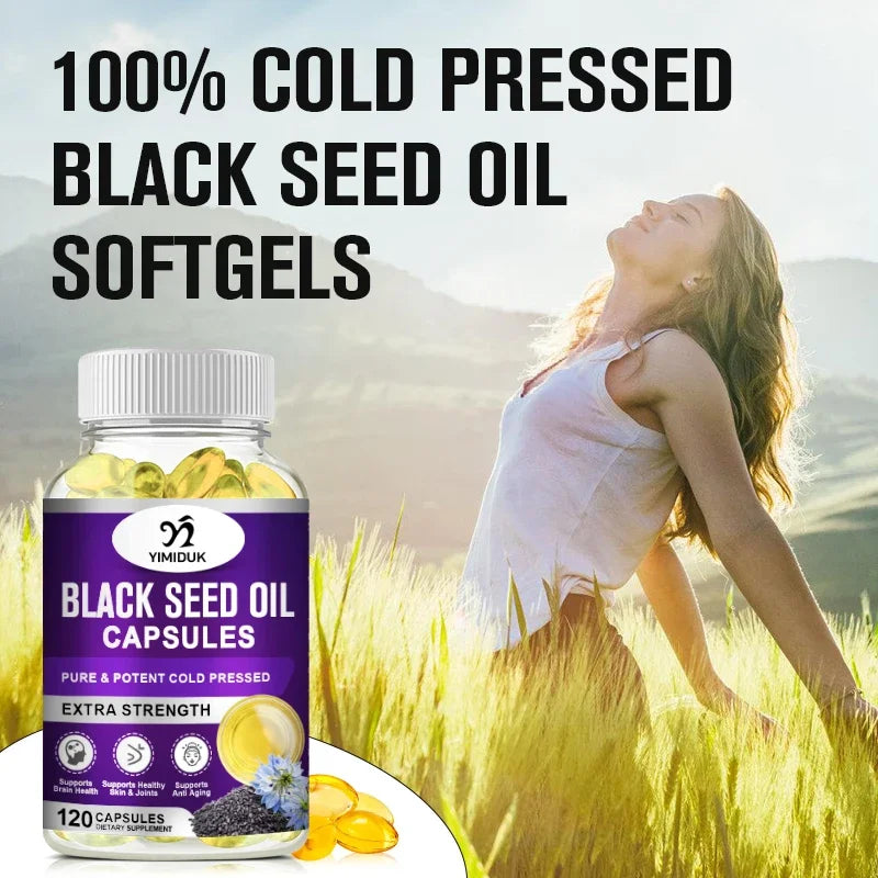 Yimiduk Black Seed Oil Capsules 120ct – GMP Certified, USA Black Seed Oil Supplement Qst