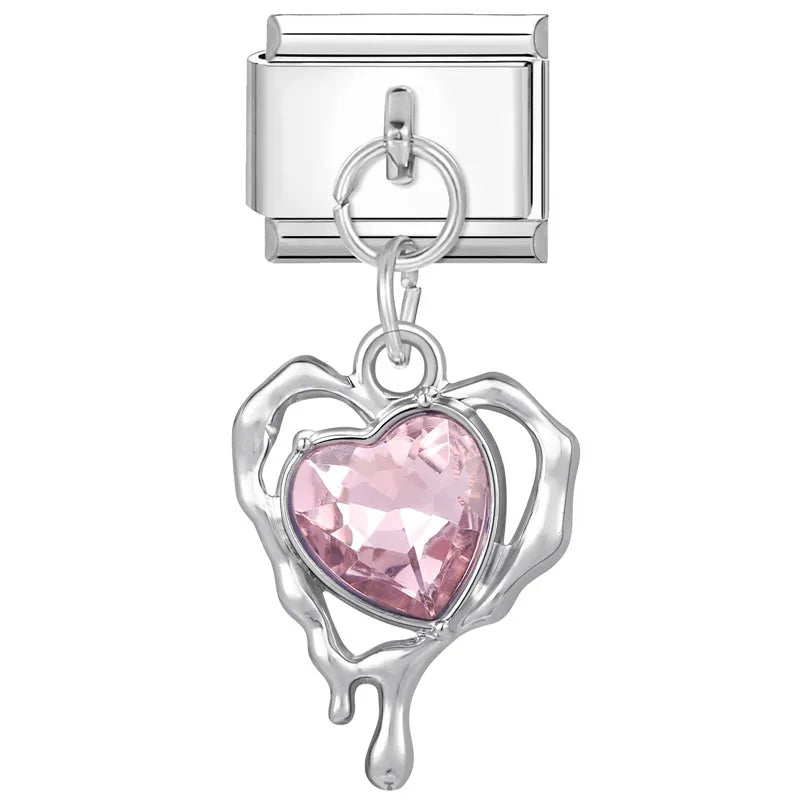Zircon Heart Cave Italian Charm 9mm – Stainless Steel DIY