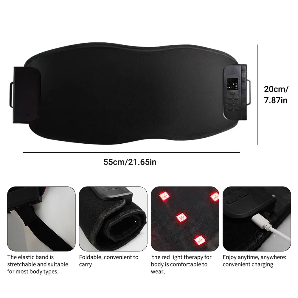 VamsLuna Infrared LED Waist Massage Belt – Heated Back Support Infrared Massage Belt Qst