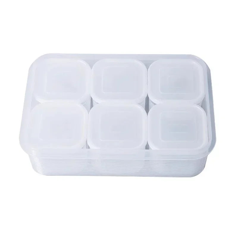 6-Compartment Food Storage Container with Lid | Fridge Organizer Food Storage Container Qme 6grids 1storage box